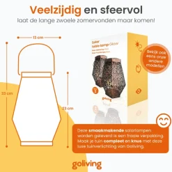 Kandelaars En Windlichten-Goliving Solar Tafellamp Glow – 2 Stuks – LED Buitenverlichting - Zonne-energie