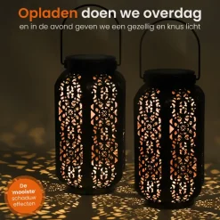 Kandelaars En Windlichten-Goliving Solar Tafellamp Spark – 2 Stuks – LED Buitenverlichting Zonne-energie