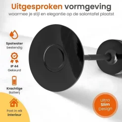 Tafellampen-Goliving Tafellamp Op Accu - Oplaadbaar en Dimbaar - Hoogte 27 cm - Zwart