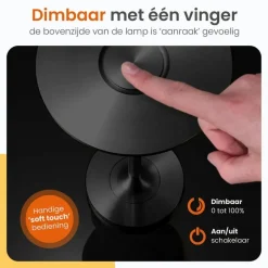 Tafellampen-Goliving Tafellamp Op Accu - Oplaadbaar en Dimbaar - Hoogte 27 cm - Zwart