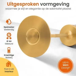 Tafellampen-Goliving Tafellamp Op Accu - Oplaadbaar en Dimbaar - Hoogte 27 cm - Goud