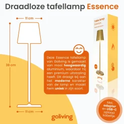 Tafellampen-Goliving Tafellamp Oplaadbaar – Draadloos en dimbaar – Moderne touch lamp
