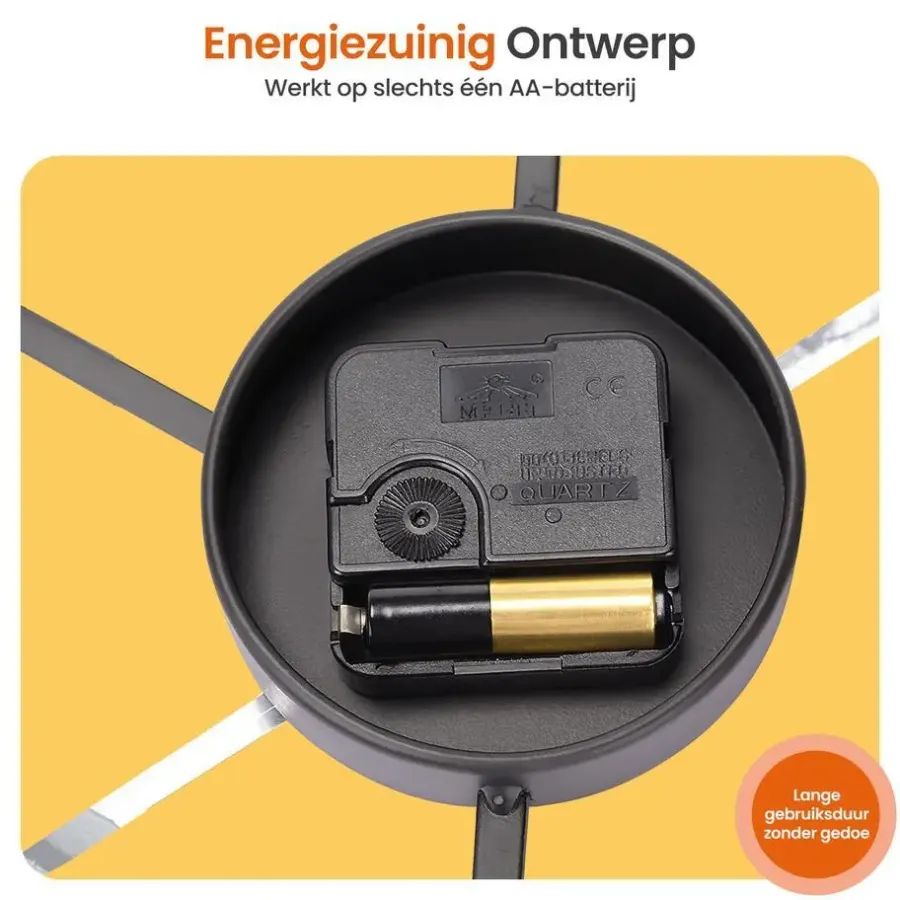 Klokken-Goliving Wandklok Industrieel - Stil uurwerk - Metaal - Ø 70 cm - Zwart