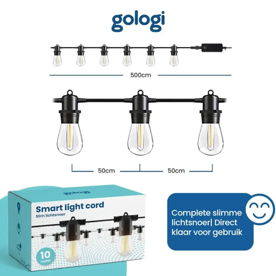 Gologi lichtsnoer buiten en binnen - Lichtslinger 5M - Tuinverlichting LED