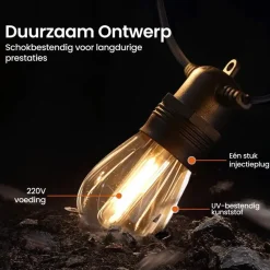 Buitenverlichting|Lichtsnoeren-Gologi lichtsnoer buiten en binnen - Lichtslinger 15M - Tuinverlichting LED