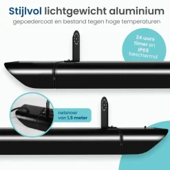 Gologi Slimme Terrasverwarmer - Heater Elektrisch - 2000W - Zwart