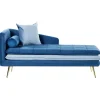 Beliani GONESSE - Chaise longue - Blauw - Fluweel