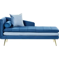 Beliani GONESSE - Chaise longue - Blauw - Fluweel