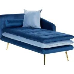 Beliani GONESSE - Chaise longue - Blauw - Fluweel