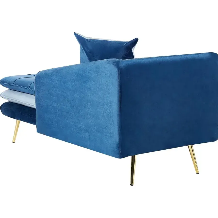 Beliani GONESSE - Chaise longue - Blauw - Fluweel