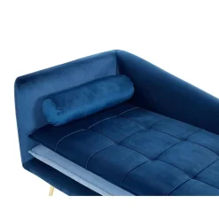 Beliani GONESSE - Chaise longue - Blauw - Fluweel