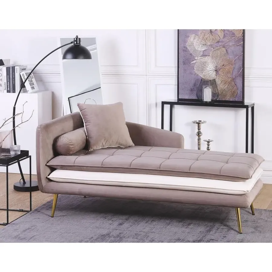 Beliani GONESSE - Chaise longue - Bruin - Linkerzijde - Polyester