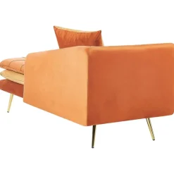 Loveseats-Beliani GONESSE - Chaise longue - Oranje - Fluweel
