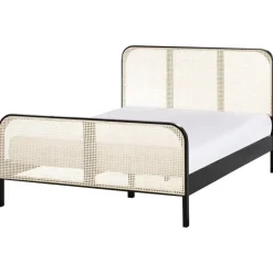 Twijfelaars-Beliani GONFARON - Tweepersoonsbed - Zwart - 140 x 200 cm - Dennenhout