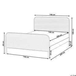 Twijfelaars-Beliani GONFARON - Tweepersoonsbed - Zwart - 140 x 200 cm - Dennenhout