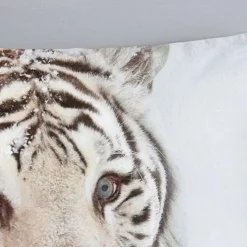 2-Persoons Dekbedovertrekken-Good Morning Witte Tijger Flanel Debedovertrek Off-white-2-persoons (200 x 20...