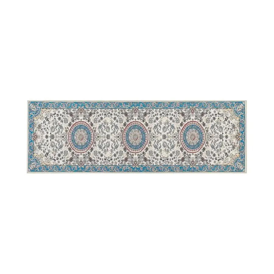 Tapijtlopers En Keukenlopers-Beliani GORDES - Loper tapijt - Beige/Blauw - 80 x 240 cm - Polyester