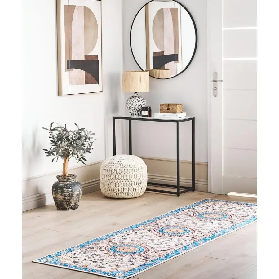 Tapijtlopers En Keukenlopers-Beliani GORDES - Loper tapijt - Beige/Blauw - 80 x 240 cm - Polyester