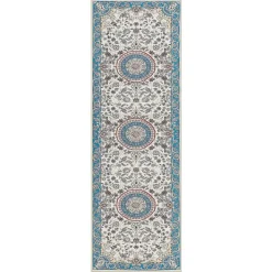 Tapijtlopers En Keukenlopers-Beliani GORDES - Loper tapijt - Beige/Blauw - 80 x 240 cm - Polyester