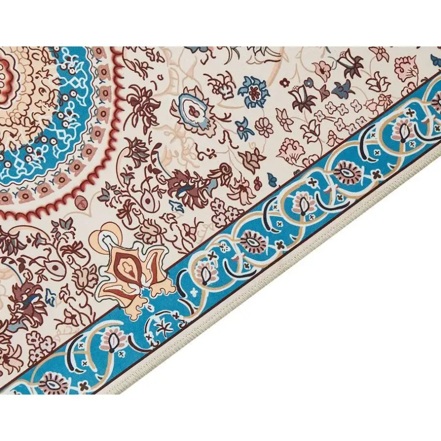Tapijtlopers En Keukenlopers-Beliani GORDES - Loper tapijt - Beige/Blauw - 80 x 240 cm - Polyester