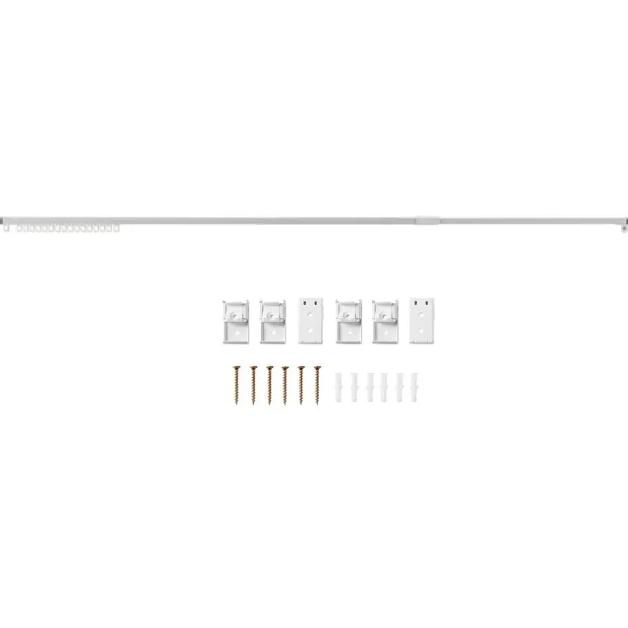 Merkloos Gordijnrail - uitschuifbaar - van 145 tot 270 cm - aluminium - gebroken wit