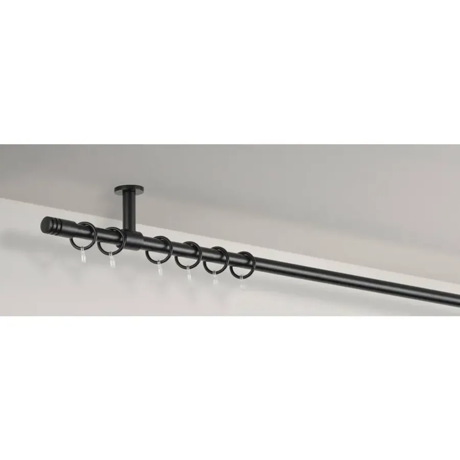 Leen Bakker Gordijnroede 120cm zwart metaal - Ø16mm (1209076)