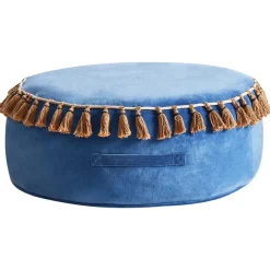 Leen Bakker GOTHA - Poef - Blauw - Fluweel