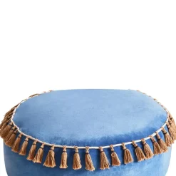 Leen Bakker GOTHA - Poef - Blauw - Fluweel