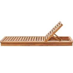 Beliani GRANARI - Ligstoel - Lichthout/Off-white - Acaciahout