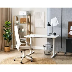 Zit-Sta-Bureaus-Beliani GRIFTON - Verstelbaar bureau - Wit - 120 cm - Staal