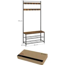 Merkloos Groot Garderoberek XL met Schoenenbank 175 x 85 cm