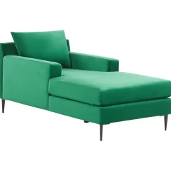 Beliani GUERET - Chaise longue - Groen - Symmetrisch - Fluweel