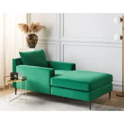 Beliani GUERET - Chaise longue - Groen - Symmetrisch - Fluweel