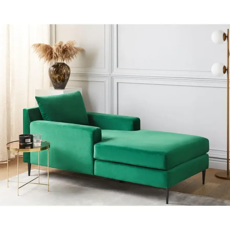Beliani GUERET - Chaise longue - Groen - Symmetrisch - Fluweel