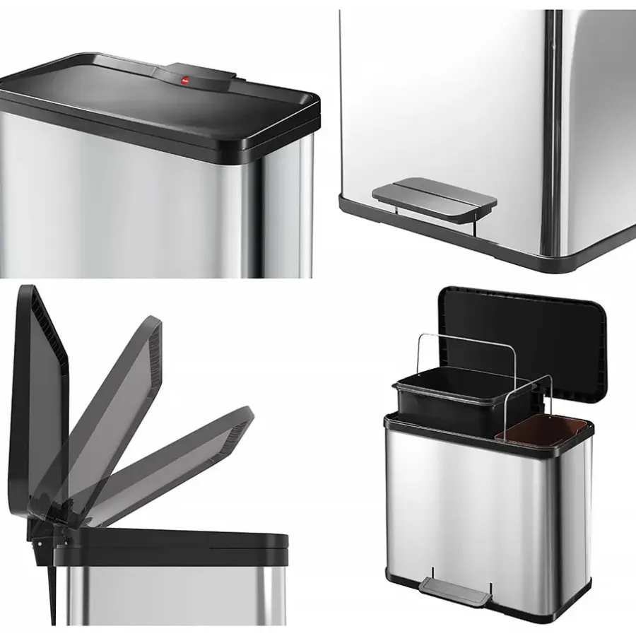 Hailo Öko Duo Plus L Prullenbak - 17+9L - RVS
