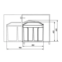 Hailo Multi-Box Duo L Inbouwprullenbak - 2x14L - wit