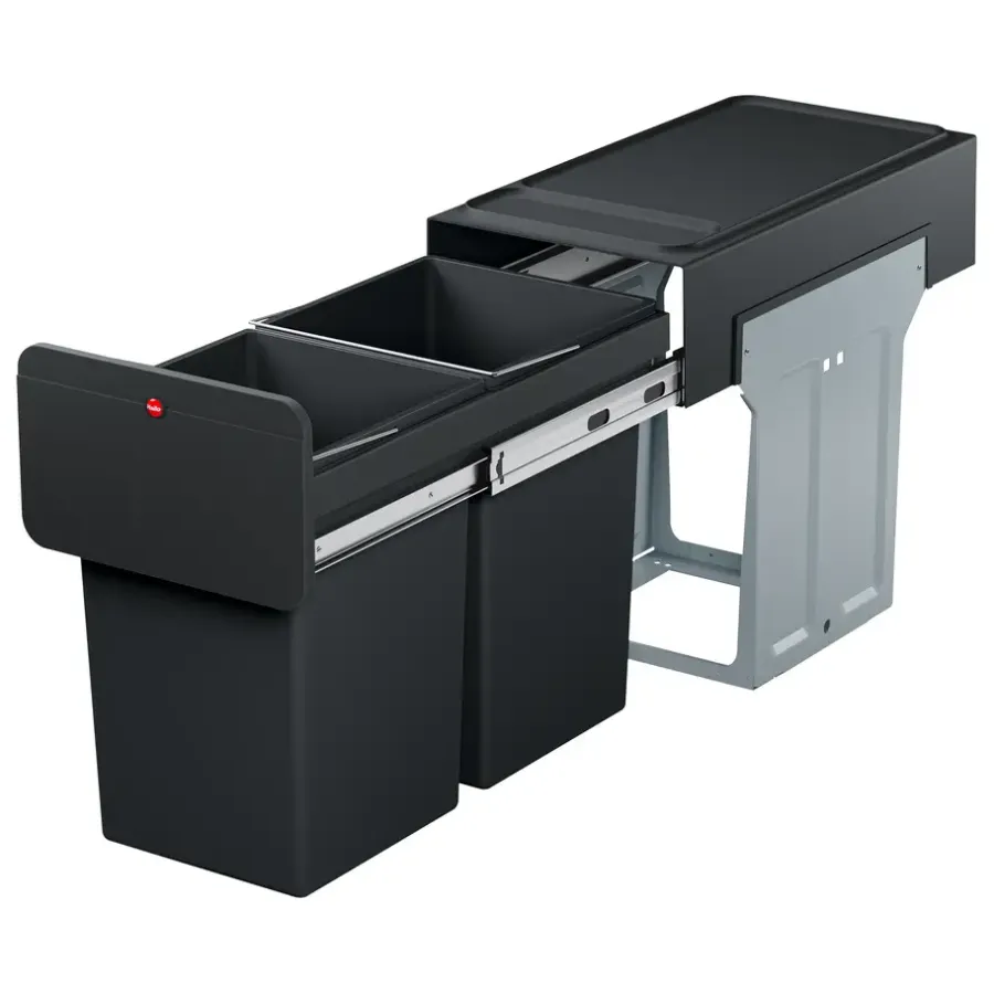Prullenbakken-Hailo Tandem Inbouwprullenbak - 2x14L - zwart