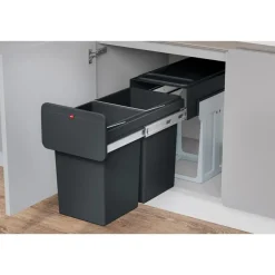 Prullenbakken-Hailo Tandem Inbouwprullenbak - 2x14L - zwart