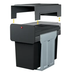 Prullenbakken-Hailo Tandem Inbouwprullenbak - 2x14L - zwart