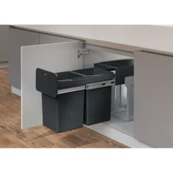 Prullenbakken-Hailo Tandem Inbouwprullenbak - 2x14L - zwart