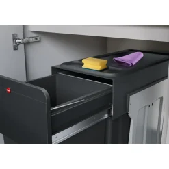 Prullenbakken-Hailo Tandem Inbouwprullenbak - 2x14L - zwart