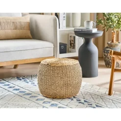 Beliani HAIPHONG - Poef - Lichtbeige - Waterhyacint