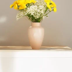 Hakbijl Glass Bloemenvaas Olaf - Beige - glas - D21 x H30 cm