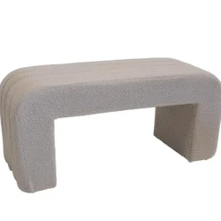 Hockers En Voetenbanken-Giga Meubel Halbankje Taupe Bouclé - 99x38x46cm - Sera