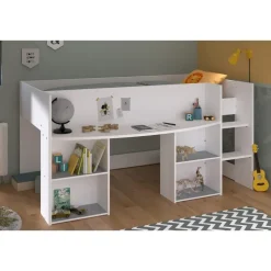 Kinderbedden-Leen Bakker Halfhoogslaper Bobby - wit - 90x200 cm