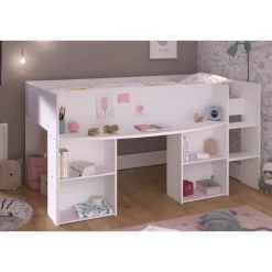 Kinderbedden-Leen Bakker Halfhoogslaper Bobby - wit - 90x200 cm