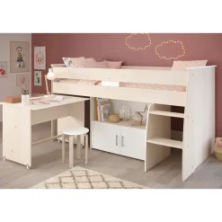 Kinderbedden-Leen Bakker Halfhoogslaper Charly - acaciakleur - 110x113,8x206,3 cm