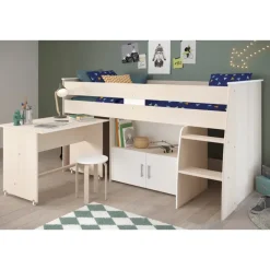 Kinderbedden-Leen Bakker Halfhoogslaper Charly - acaciakleur - 110x113,8x206,3 cm