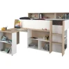 Kinderbedden-Parisot Halfhoogslaper Duffy 90x200cm met bureau - wit / eikdecor