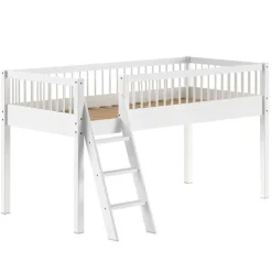 Kinderbedden-Vipack Halfhoogslaper Forrest 90x200cm - massief beukenhout - wit